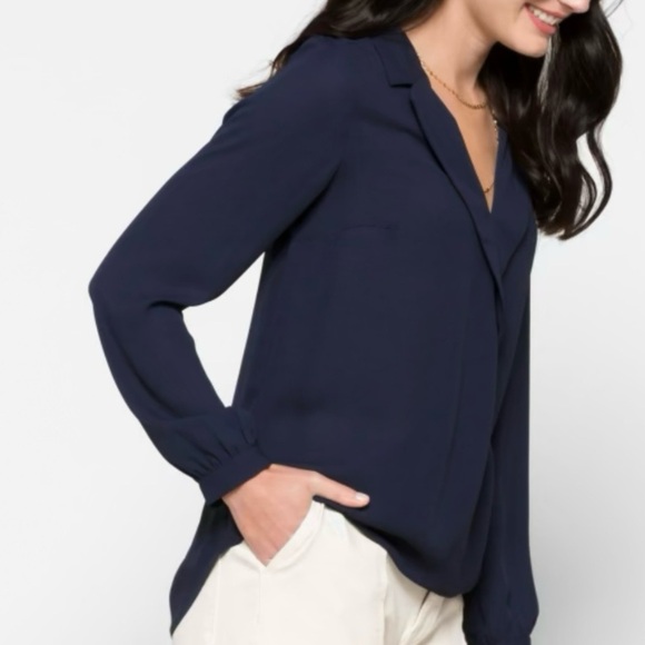 Daniel Rainn Navy Blue Adene Surplice Blouse - Picture 3 of 7